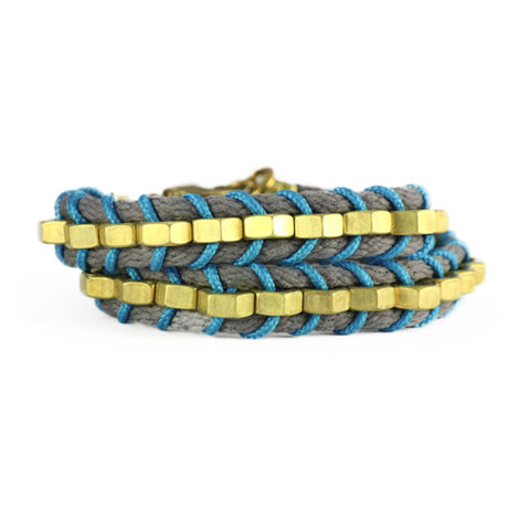 Mutrah,Double,Slang,Bracelet,//,Dark,Grey,,Turquoise, Double Slang Bracelet, Statement Bracelet, Wrap-around, Jewellery