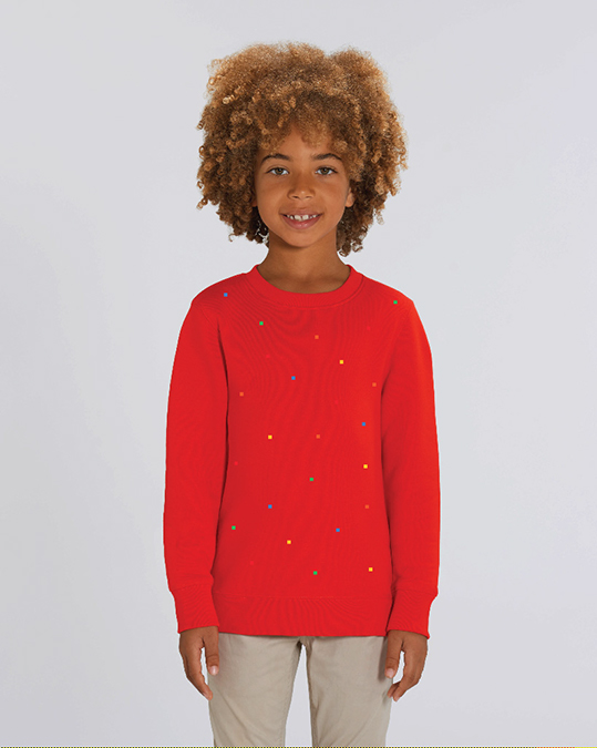 Organic Cotton Kids Sweatshirts, Red Organic Cotton Kids sweatshirt, Rubiks Red kIds Sweatshirt, red girl’s sweatshirt, boys red sweatshirt