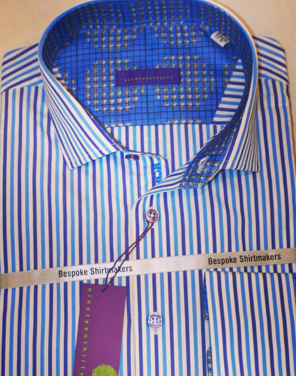 striped formal shirt with contrast trim