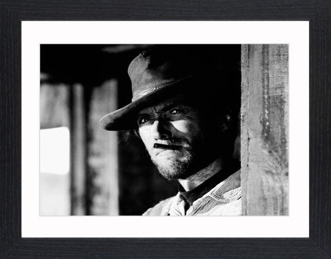 Clint,Eastwood,-,02,Picture, Photo, Photograph, Print, Framed Photograph,  Icon, Black&White, B&W, Black & White, Clint Eastwood, Clinton Eastwood, Jr, film actor, director, producer, composer and politician, Rawhide, the Man with No Name, Sergio Leone's,  Dollars trilogy