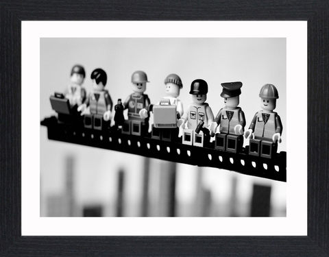 Lego,Lunch,Up,High,-01,Picture, Photo, Photograph, Print, Framed Photograph,  Icon, New York Construction Workers Lunching on a Crossbeam, Rockefeller Center, New York City