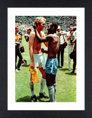 Bobby,Moore,&,Pele,-,01,Picture, Photo, Photograph, Print, Framed Photograph,  Icon, B&W, Bobby Moore, Pele, Football, World Cup, England, Brazil, 1970