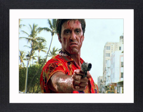 Al,Pacino,in,Scarface,-,03,Picture, Photo, Photograph, Print, Framed Photograph, Al Pacino, Scarface, film, Brian De Palma, Oliver Stone, Tony Montana. Cuban, refugee, Mariel Boatlift, drug cartel kingpin, cocaine, cult following, cultural icon