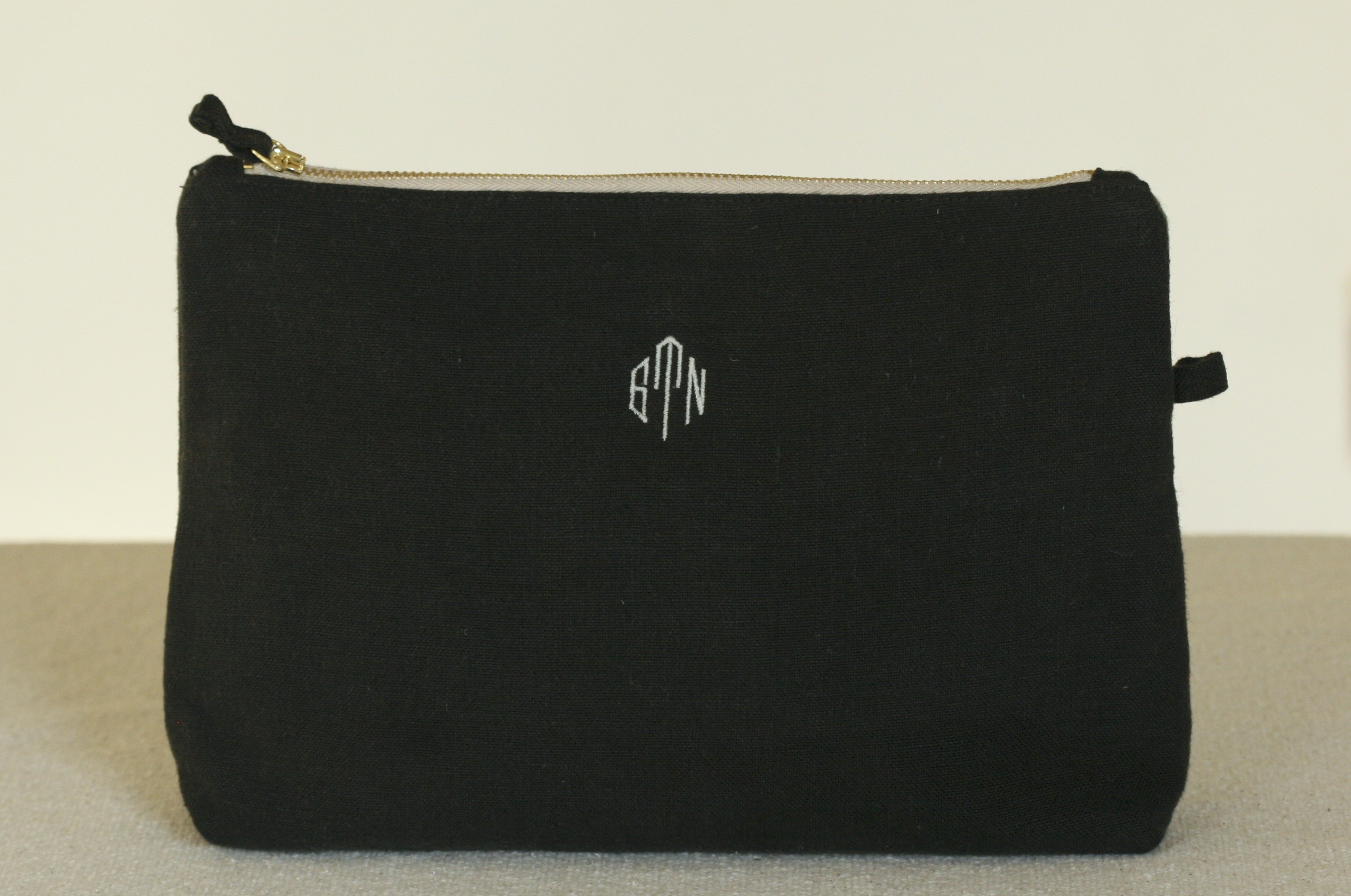 luxury linen pochette with monogram