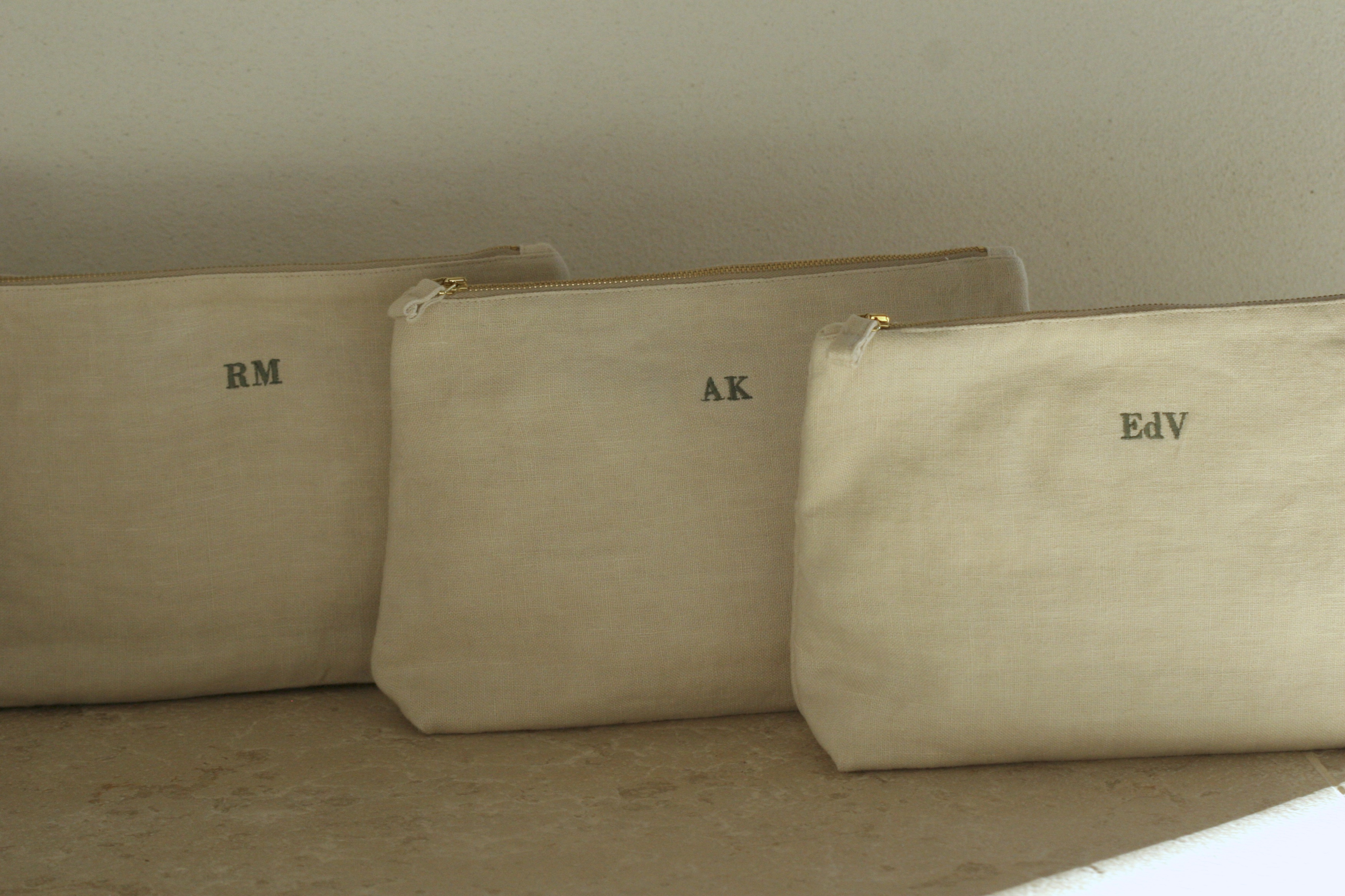 luxury linen pochette with monogram