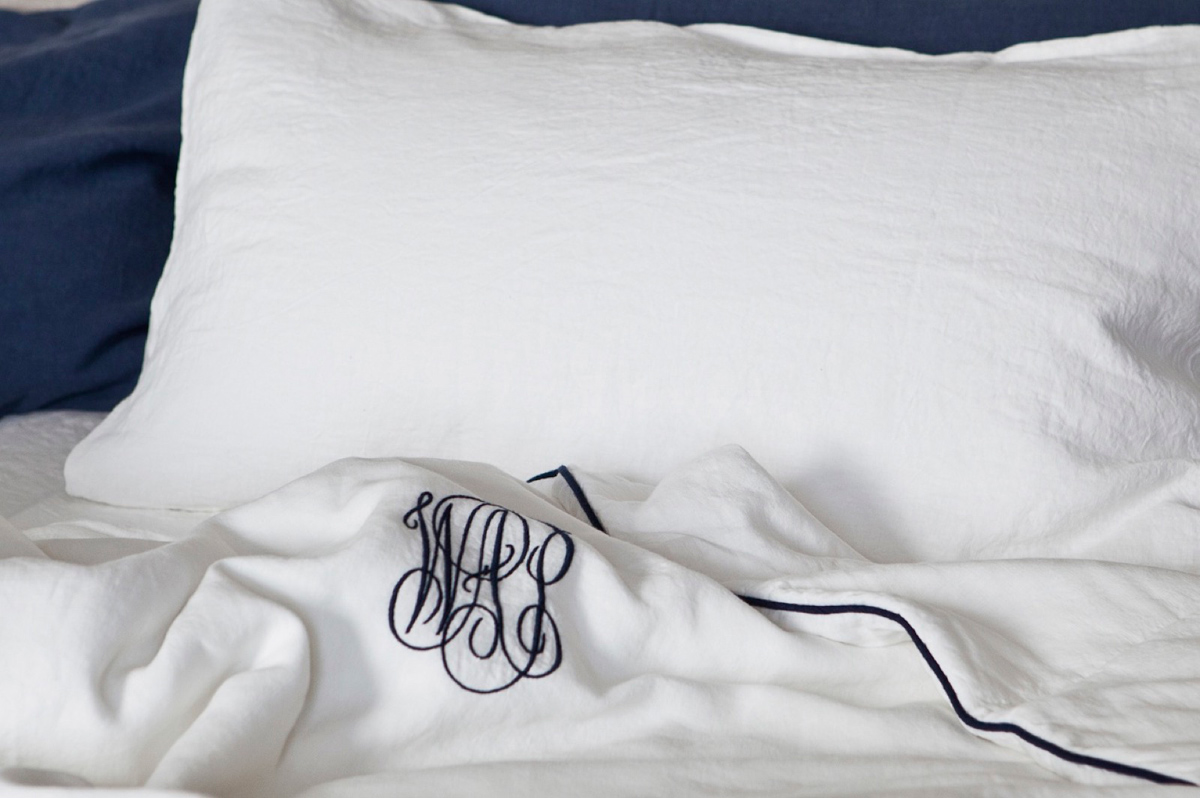 luxury linen pillowcase with piping