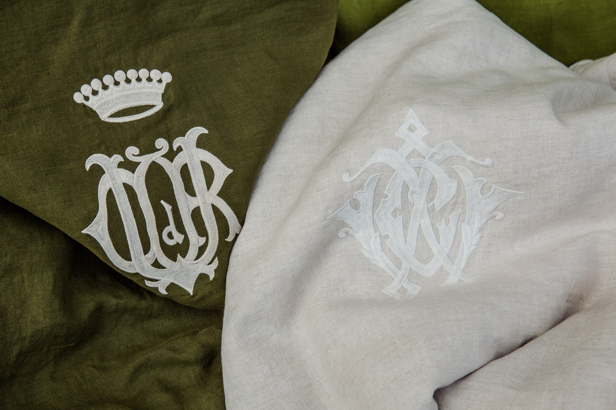 luxury linen blanket with monogram