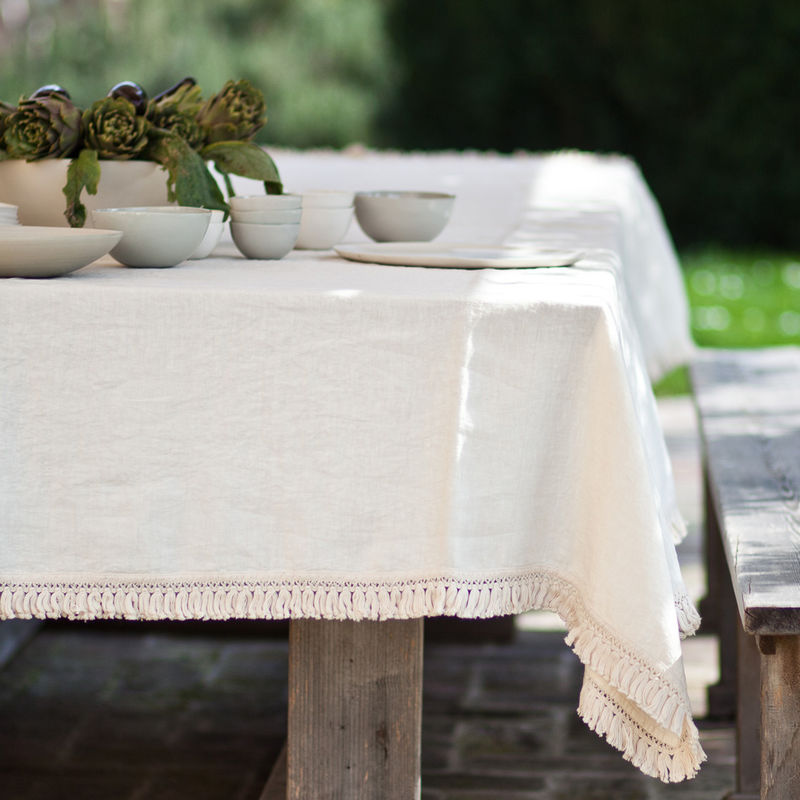 Linen Tablecloth with Fringe OnceMilano