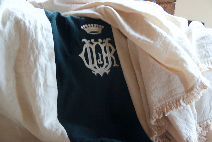 luxury linen blanket with monogram