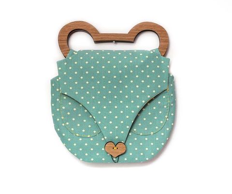 Bear,Clutch,Bag,by,Ella,Goodwin,Bear Clutch Bag by Ella Goodwin, polka dot, yellow, bag, wooden, ella goodwin