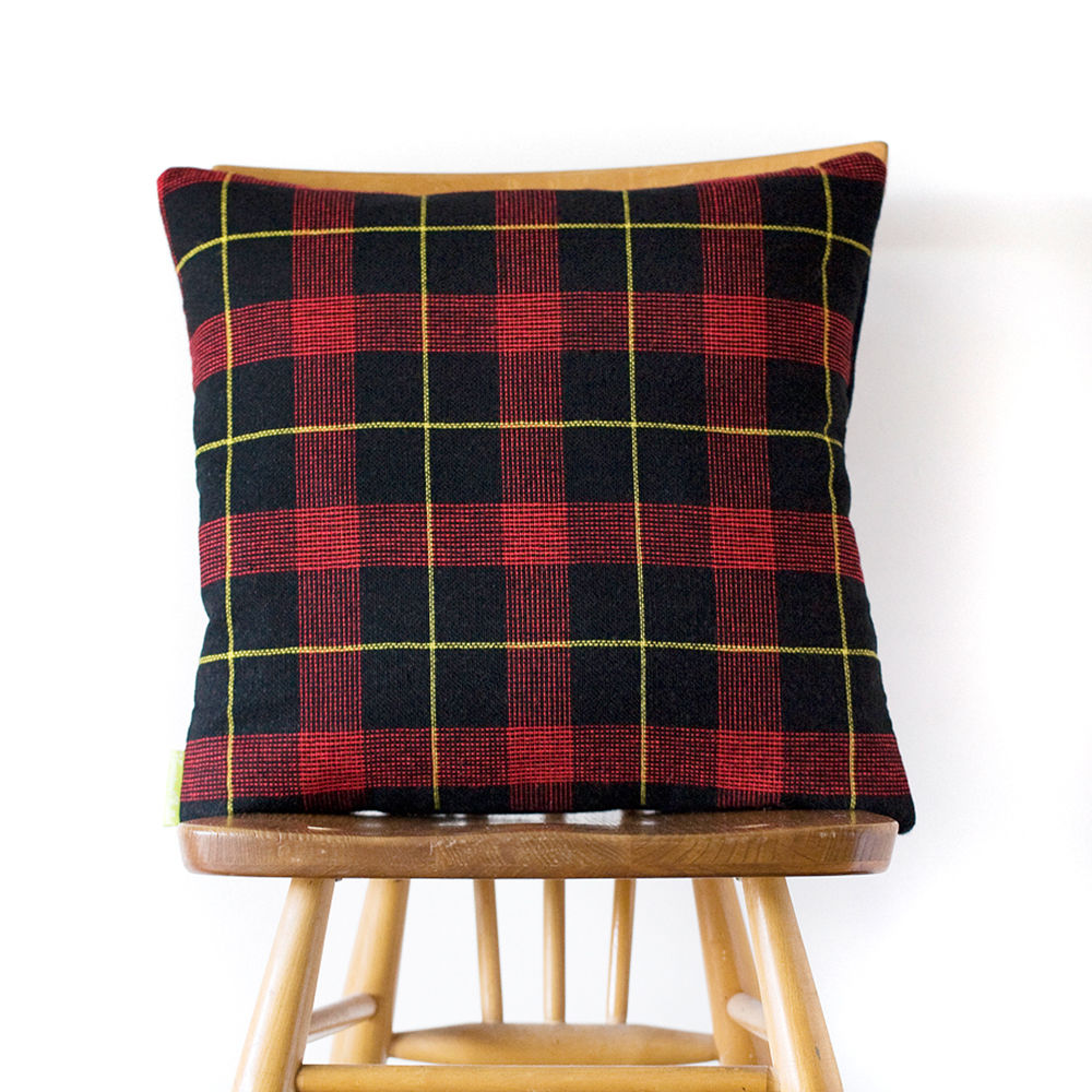 COVER Navy Wool Tartan Cushion Ltd Edition 1960s THE HAROLD
