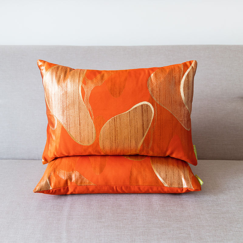 Orange Cushion Matsu Pine Vintage Upcycled Kimono Silk Upcycled Vintage Cushions by Hunted and