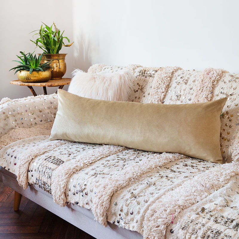 Long Bolster Cushion Gold Upcycled Vintage Wedding Kimono Upcycled Vintage Cushions by Hunted