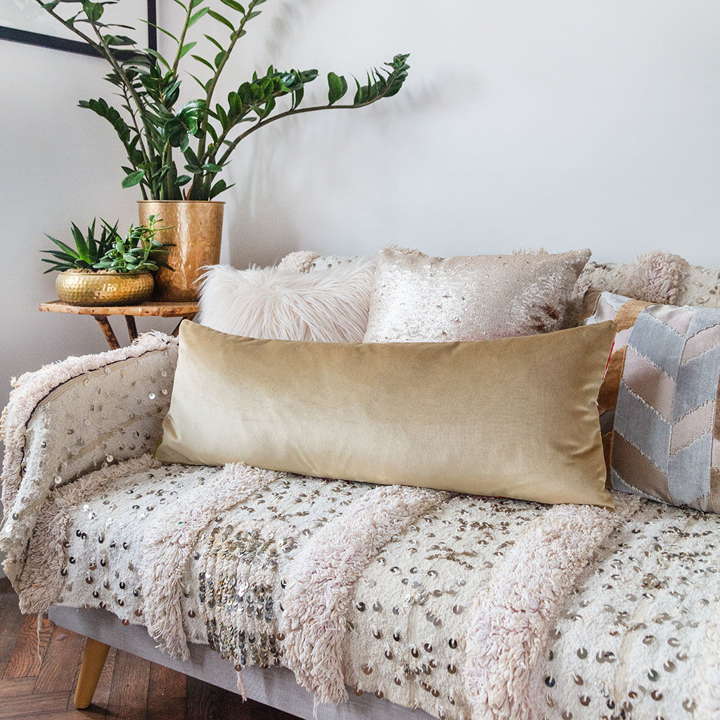 Kimono Bolster Pillow Red, Gold Floral Embroidery Silk, Velvet