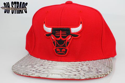 Chicago,Bulls,Red,Snakeskin,Strapback,Hat