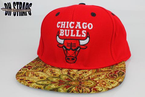 Chicago,Bulls,Paisley,Leather,Custom,Strapback,Hat