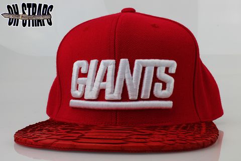 New,York,GIANTS,Solid,Red,Snakeskin,Strapback,Hat