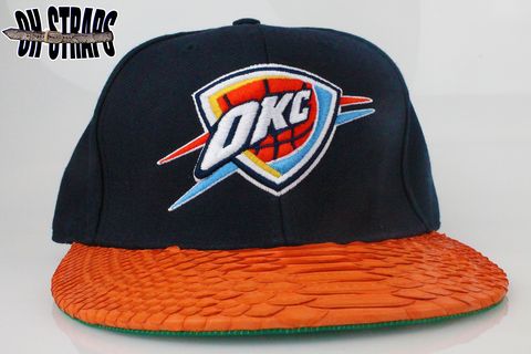 OKC,Thunder,Wool,Orange,Snakeskin,Strapback,Hat
