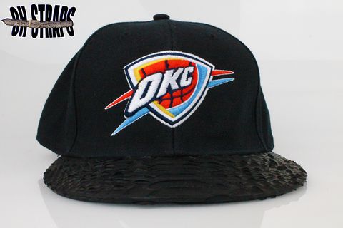 OKC,Thunder,Wool,Black,Snakeskin,Strapback,Hat