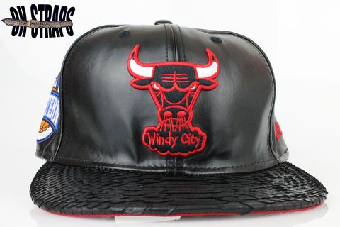 Chicago,Bulls,Leather,Snakeskin,Strapback,Hat