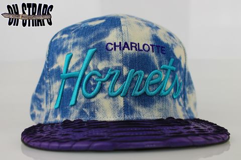 Charlotte,Hornets,Acid,Wash,M&N,Snakeskin,Strapback,Hat,*LIMITED,TO,5,PCS*