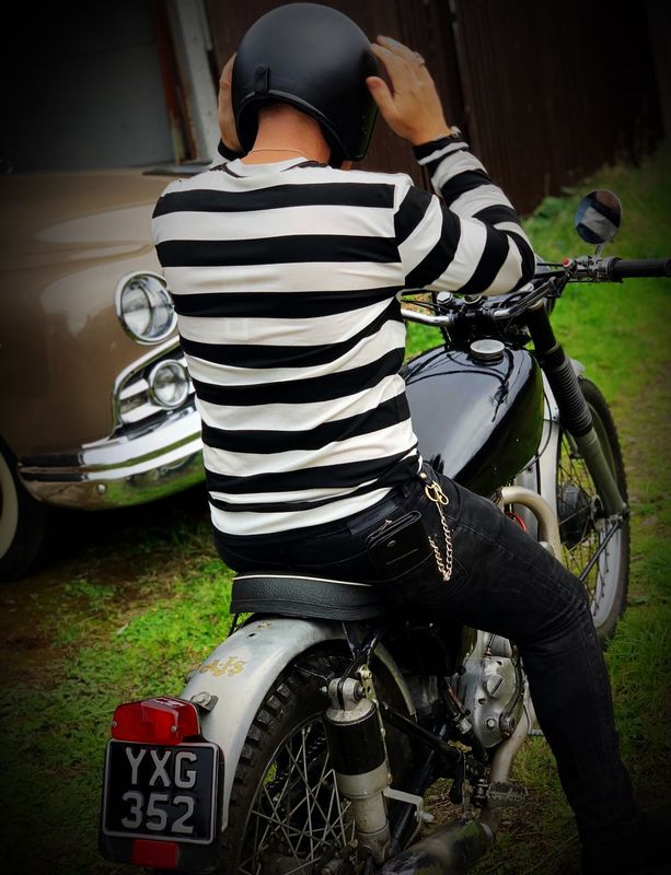 White Wide Striped Long Sleeve Tee 