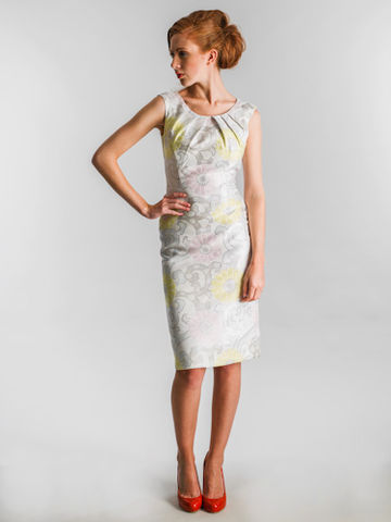 The,brocade,dress,Dress, Brocade, fitted dress, wedding, occasion, sleeveless
