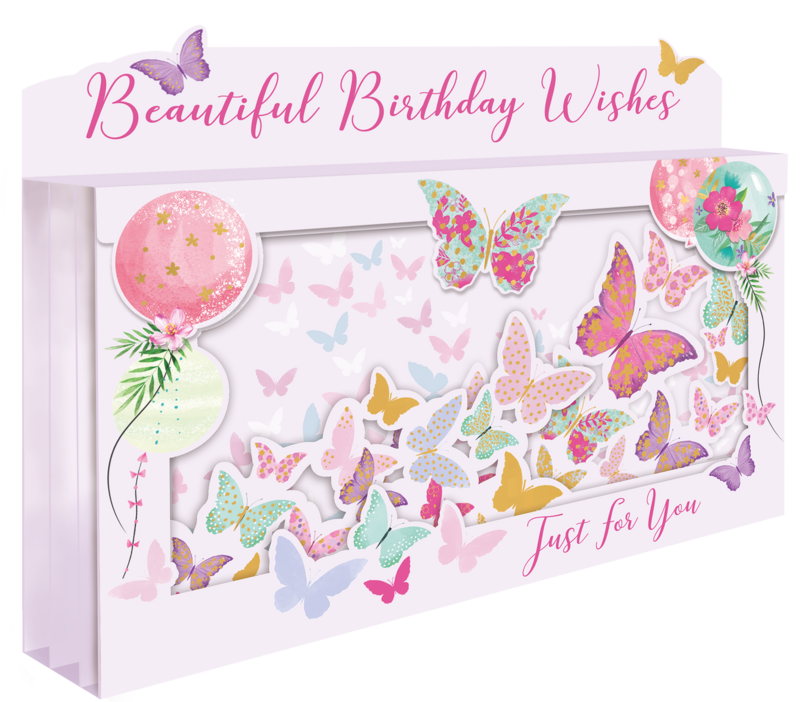 Second Nature Pop Up Geburtstagskarte – 3D-Karte Mit 'Happy Birthday' Und Schmetterlingen