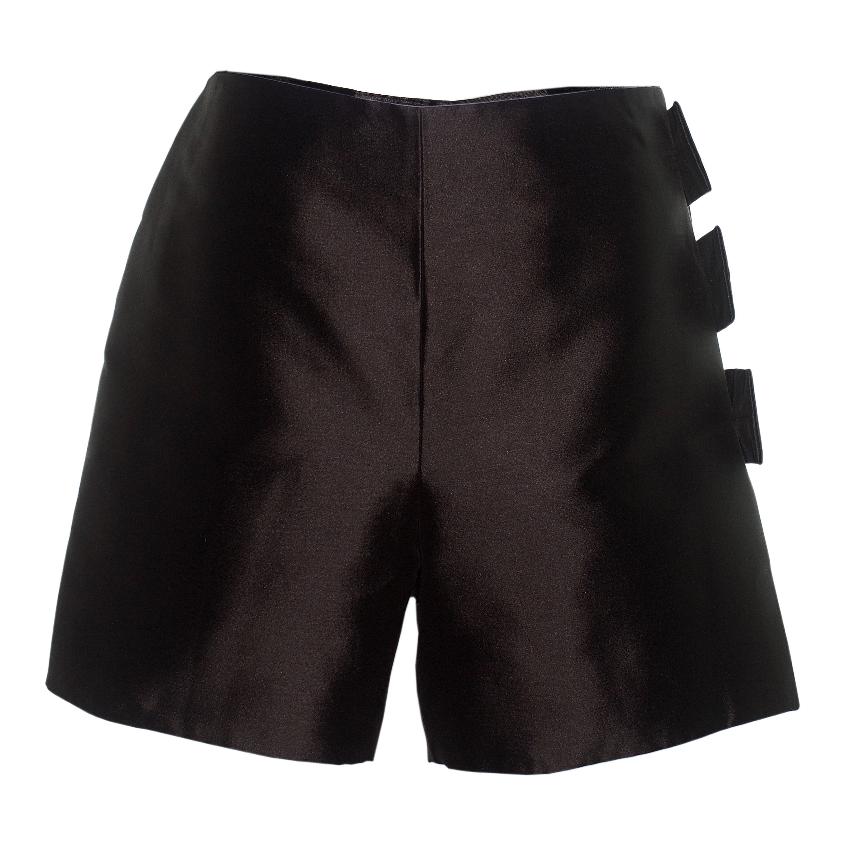 Black Silk Wrap Shorts
