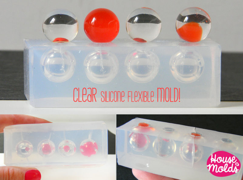 Multi Sphere Clear Mold,4 cavities same size 13 or 15 mm spheres mold