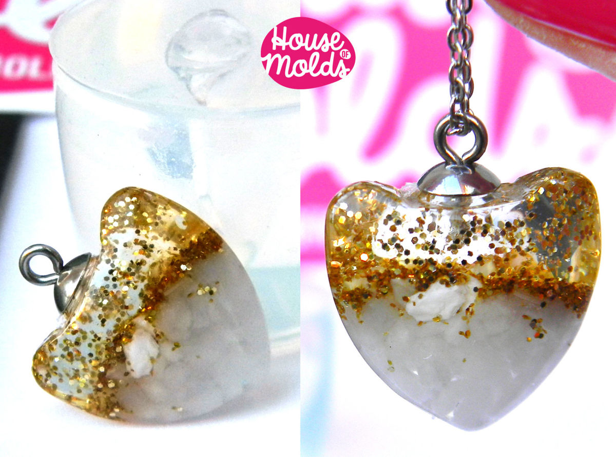 Clear Silicone Mold for Smooth Heart pendant HOUSE OF MOLDS 3d pendant