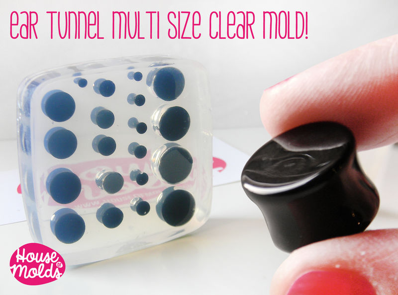 10 Sizes Ear Tunnel Clear Silicone Mold, transparent Mold with 20