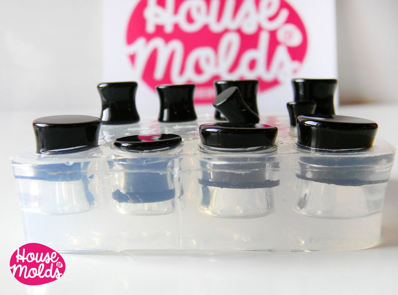 10 Sizes Ear Tunnel Clear Silicone Mold, transparent Mold with 20
