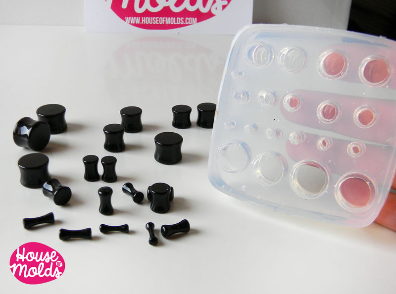 10 Sizes Ear Tunnel Clear Silicone Mold, transparent Mold with 20