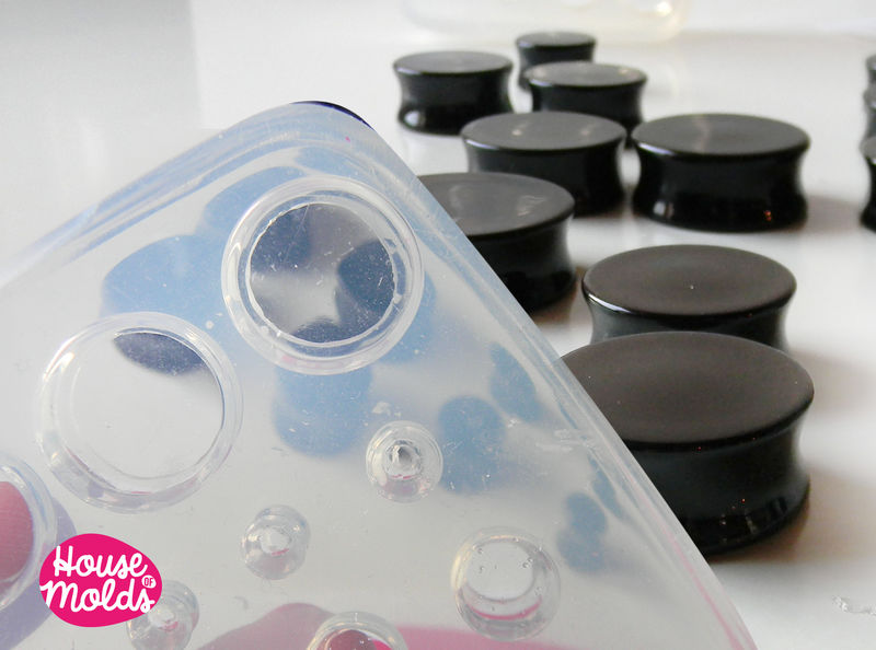 7 big Sizes Ear Tunnel Clear Silicone Mold, transparent Mold with 14