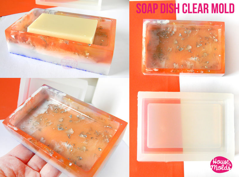 Rectangular Soap Dish Clear Mold modern soapdish or ring dish mold