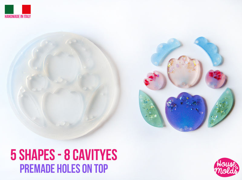8 Blooming Collier Clear Mold SET with PreMade Holes ! Transparent