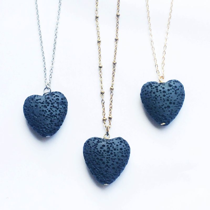 LAVA rock jewelry Essential oil diffuser necklace lava heart