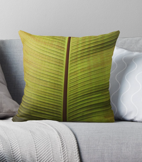 Green leaf print on pillows, mugs, clocks and a variety of other items via Redbubble click on the image or text link to see the full collection.