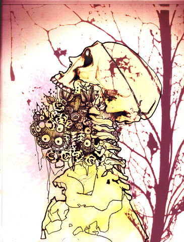 Good,Mourning,poster, art, illustration, skeleton