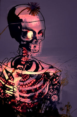 Night,Light,poster, art, illustration, skeleton