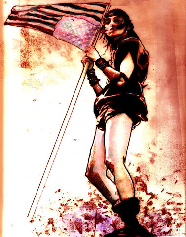 Dead,Soliders,art, poster, illustration, girl, flag, pdx, portland OR