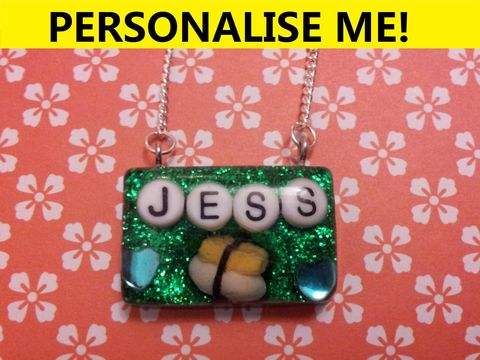 Personalised,Rectangle,Necklace,personalised jewellery, kawaii jewellery, customised jewellery, personalised necklace, heart necklace, double whammy necklace, harajuku boutique necklace, harajuku boutique, name necklace, design your own jewellery