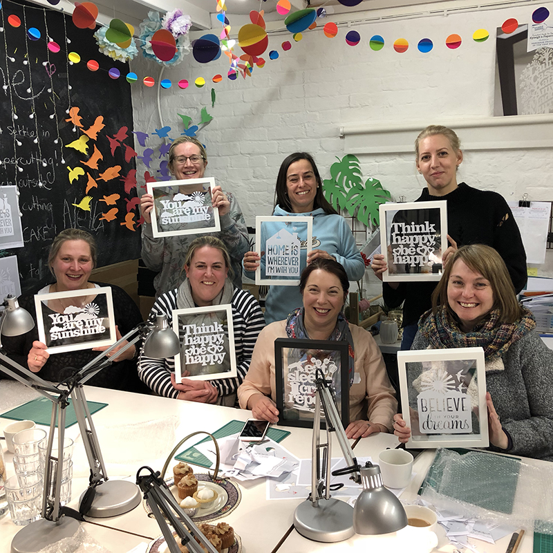 all the happy workshoppers and their papercuts