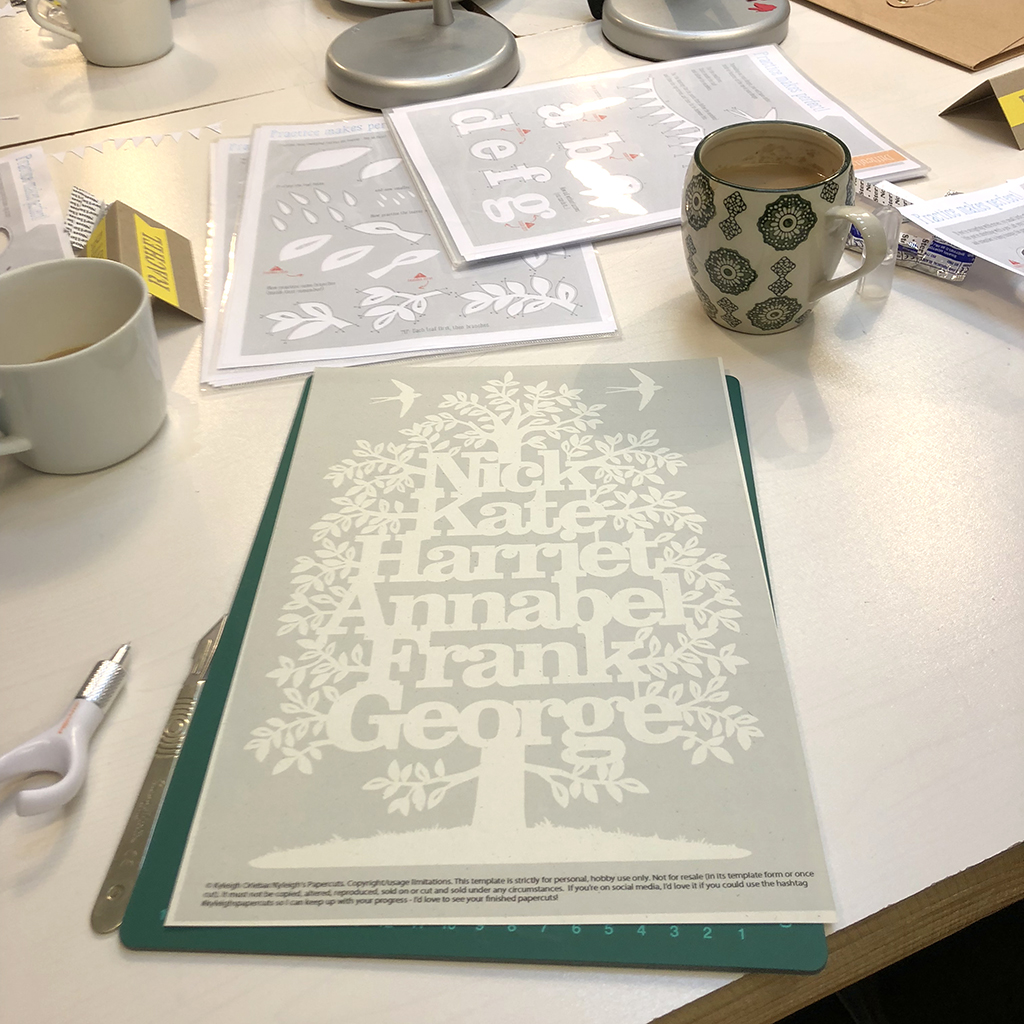 hand cut papercut family tree