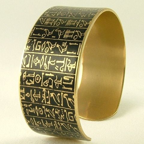 Book,of,the,Dead,-,Ancient,Egyptian,Hieroglyphic,Brass,Cuff,brass cuff, languages demotic, greek, hieroglyphs, egypt, egyptian, rosetta stone, history, script, words, text , black, gold, british museum
