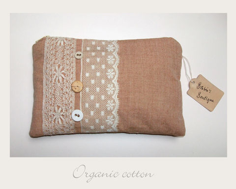 Rust,Make,up,Purse,organic cotton,make up purse,ethical,eco,shabby chic