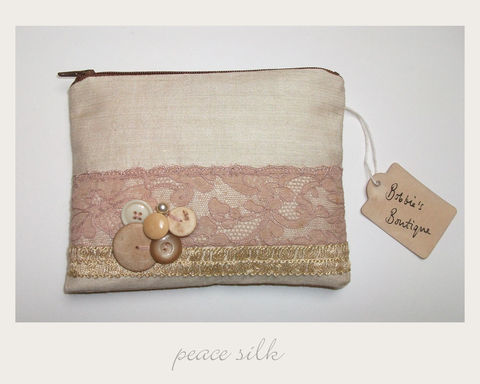 Blush,Purse,peace silk, ethical purse,vintage purse,handmade in Britain, eco xmas gifts