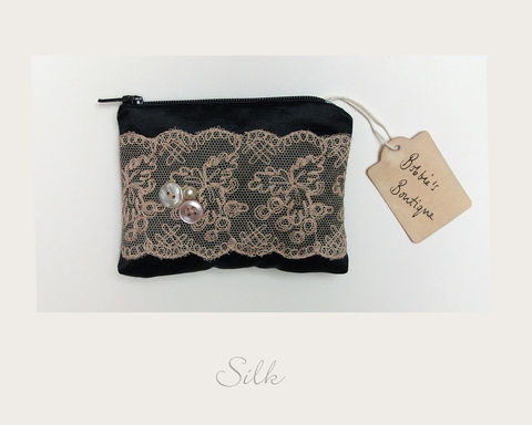 Black,Coin,Purse,hemp silk, ethical purse,coin purse,vintage purse,handmade in Britain, eco xmas gifts