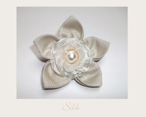 Oatmeal,Silk,Brooch,hemp silk,silk brooch,ethical brooch,evening brooch,eco accessories,ethical accessories